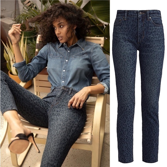 NWT Joe’s Jeans The Milla high rise straight laser ankle black cheetah 28 jeans - Picture 1 of 8